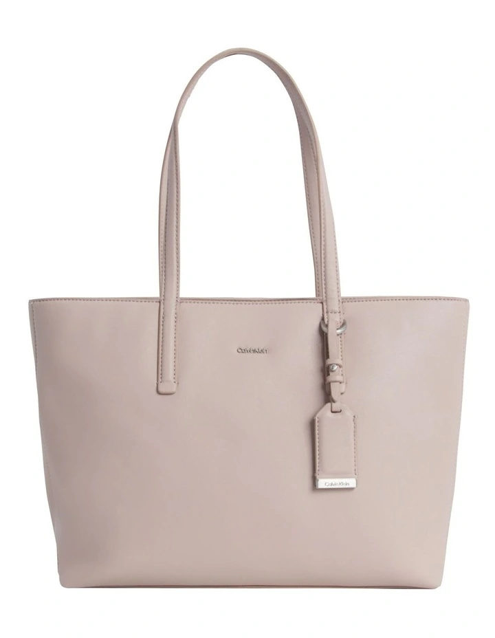 Faux Leather Tote Bag in Beige