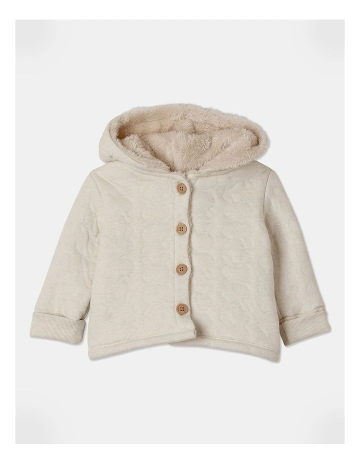 Dylan Hooded Bunny Quilted Jacket in Oat Marle