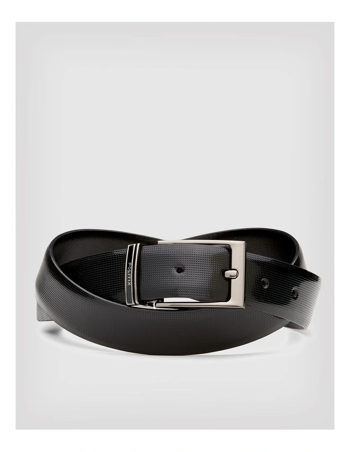 Patent Leather Pin Dot Dress Belt With Pin Buckle in Black/black