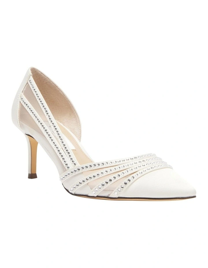 Noreen Heeled Shoes in Ivory Luster Satin