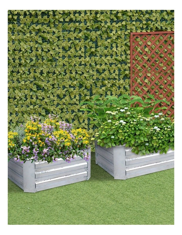 Square Galvanised Raised Garden Bed 90cm in Silver