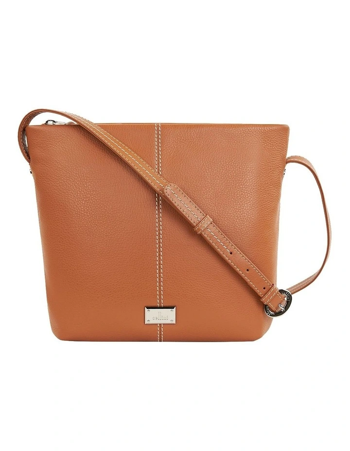 Nelson Leather Crossbody Bag in Tan