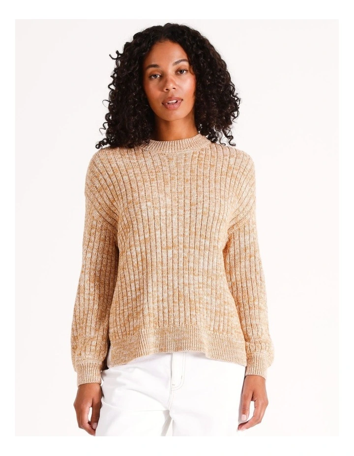 Organic Twist Yarn Crew Neck Jumper in Taupe