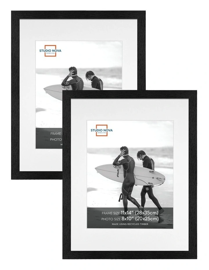 Premium Picture Photo Frame 11x14 to 8x10in Set of 2 in Black