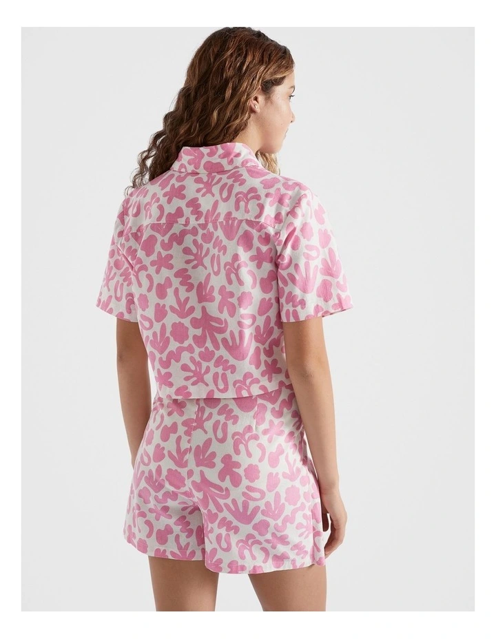 Abstract Print Shirt in Aurora Pink