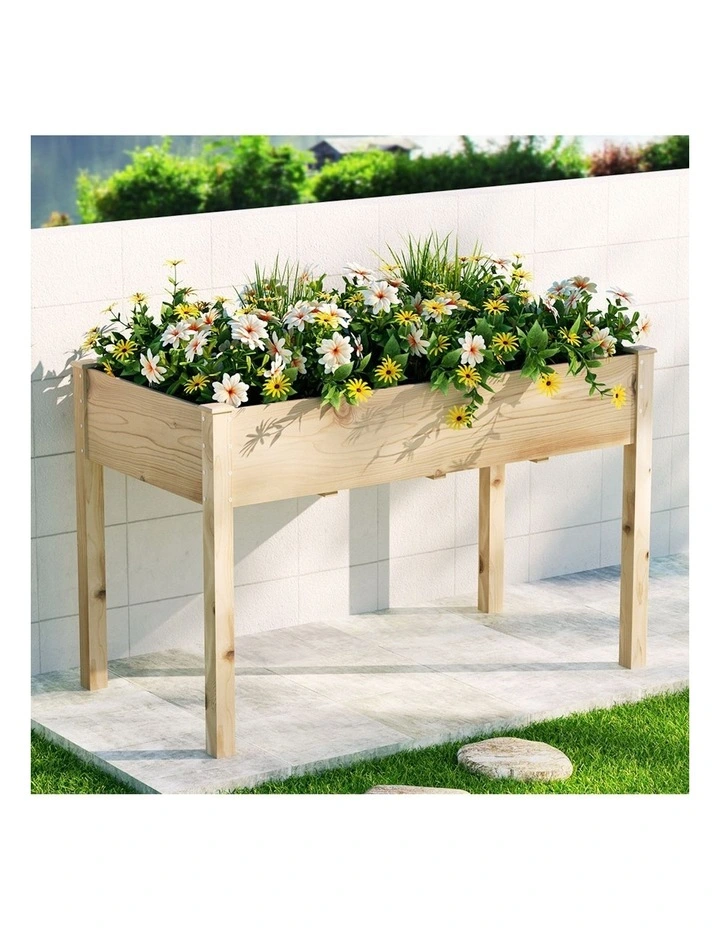 Raised Wooden Garden Bed in Beige