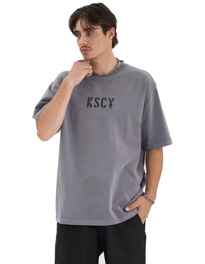 Schism Heavy Oversized Tee in Pigment Steel