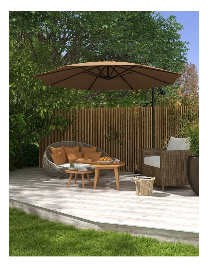 Outdoor Hanging and Folding Umbrella 3M in Latte