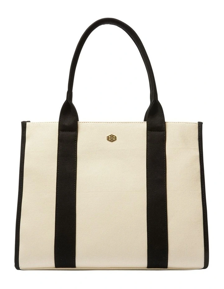 Tyra Tote Bag in Beige Canvas