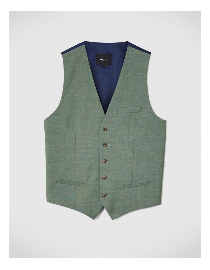 Wool Blend Tailored Vest in Light Forest