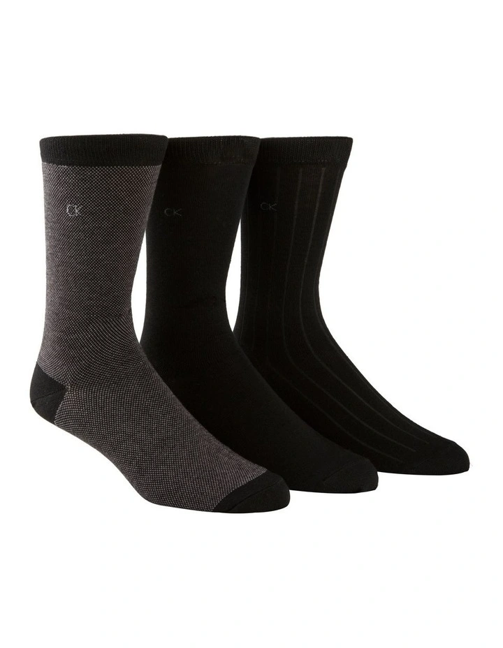Barclay Birdseye Dress Socks 3 Pack in Black