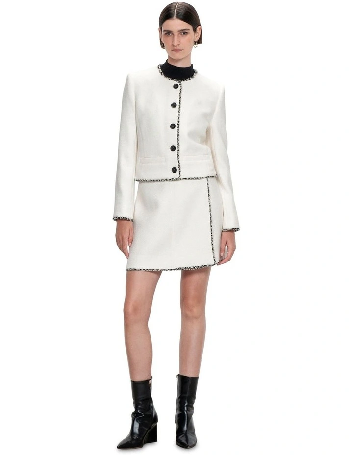 Boucle Cropped Jacket in Ivory