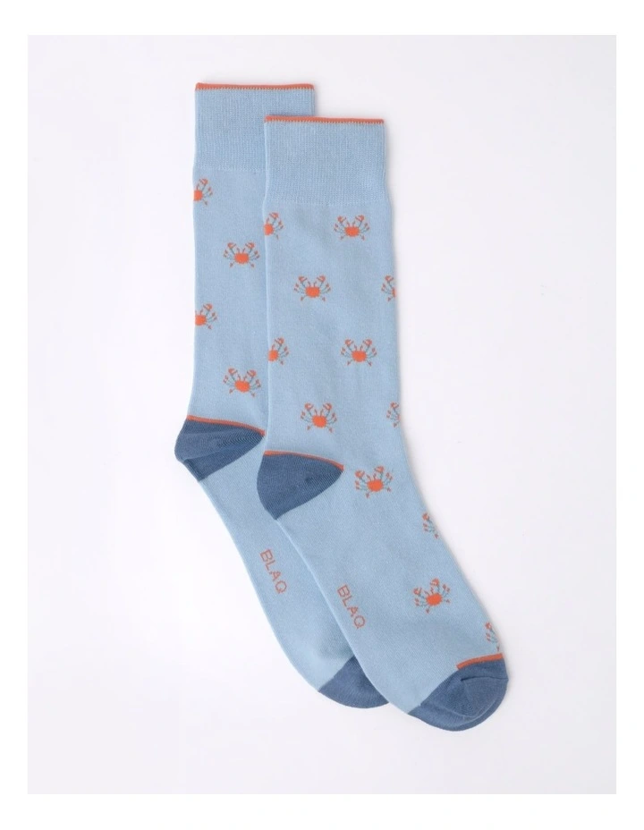 Crab Sock in Blue