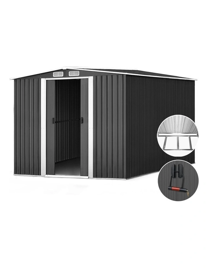 Garden Shed with Metal 2.58x3.14m in Black