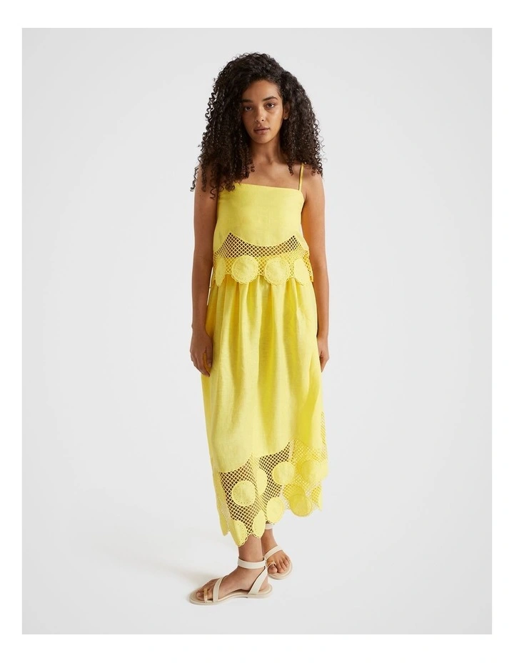 Embroidered Hem Camisole Top in Lemon Drop