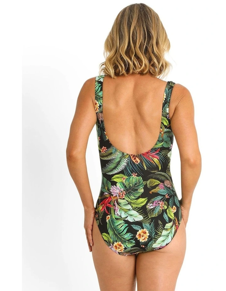Multi Fit Mesh Frill One Piece in Black