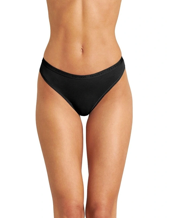 Body Cotton Thong in Black