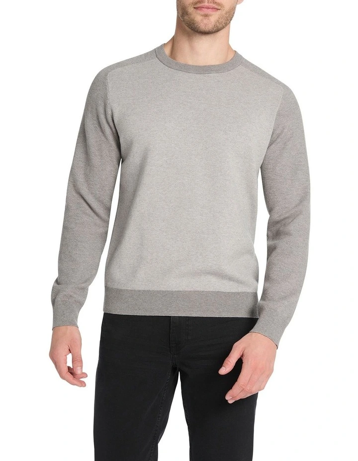 Abe Contrast Sleeve Knit in Grey