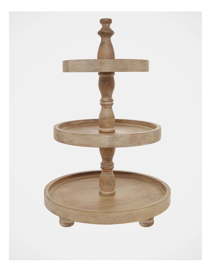 Wooden 3-Tier Stand 30x46cm in White Ash