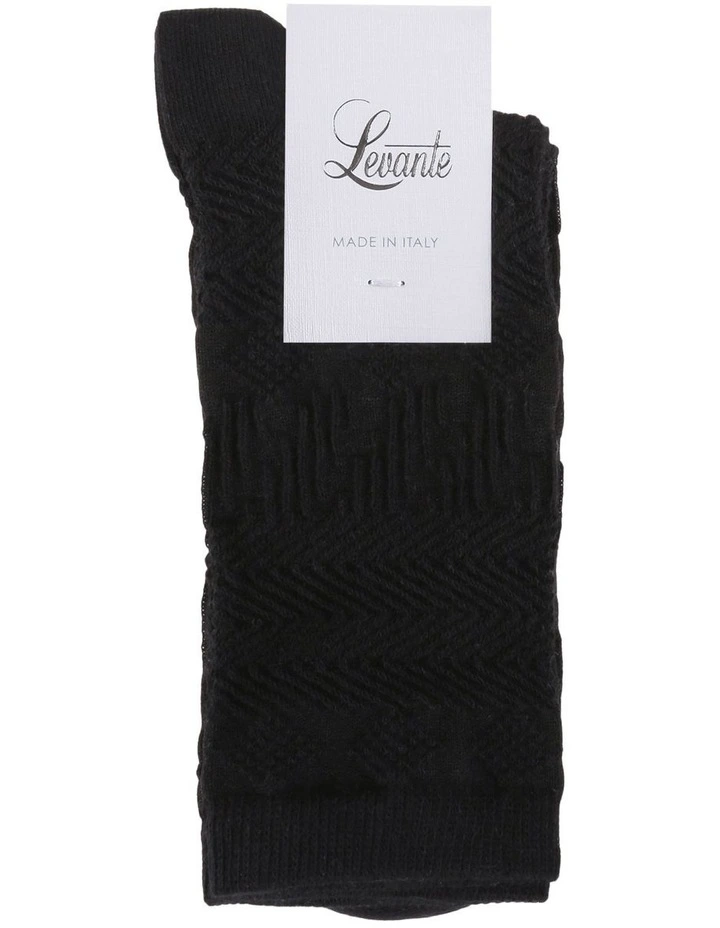 Luca Geo Jacquard Crew Length Socks in Nero