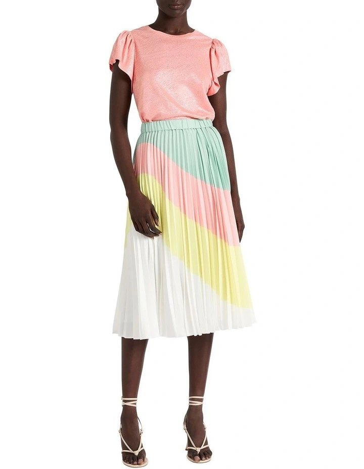 Bright Lights Foil Linen Tee in Fairy Floss