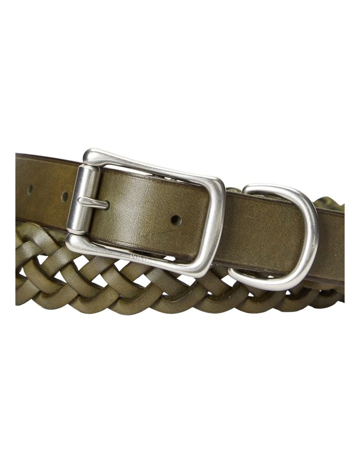 Braided Leather Belt in Green