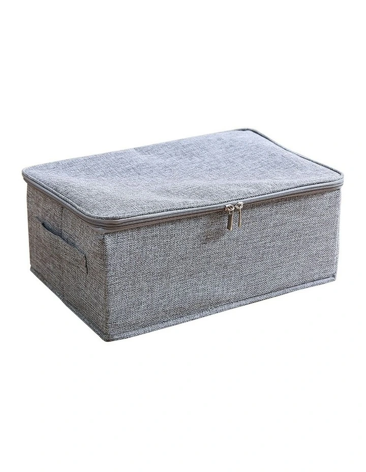 Small Portable Double Zipper Storage Box in Grey