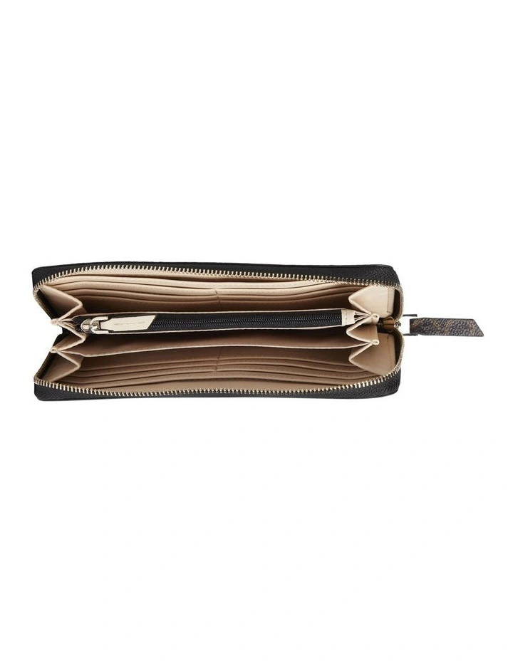 Large Logo Monogram Faux Leather Wallet In Brown