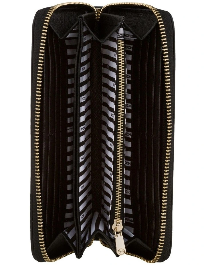 Kristi Leather Wallet Black/Light Gold