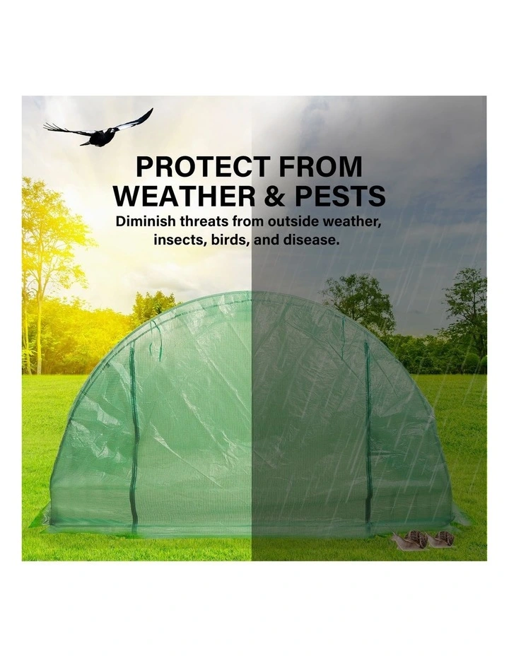 PE Dome Hoop Tunnel Polytunnel Greenhouse Walk-In Shed 4x3x2m in Green
