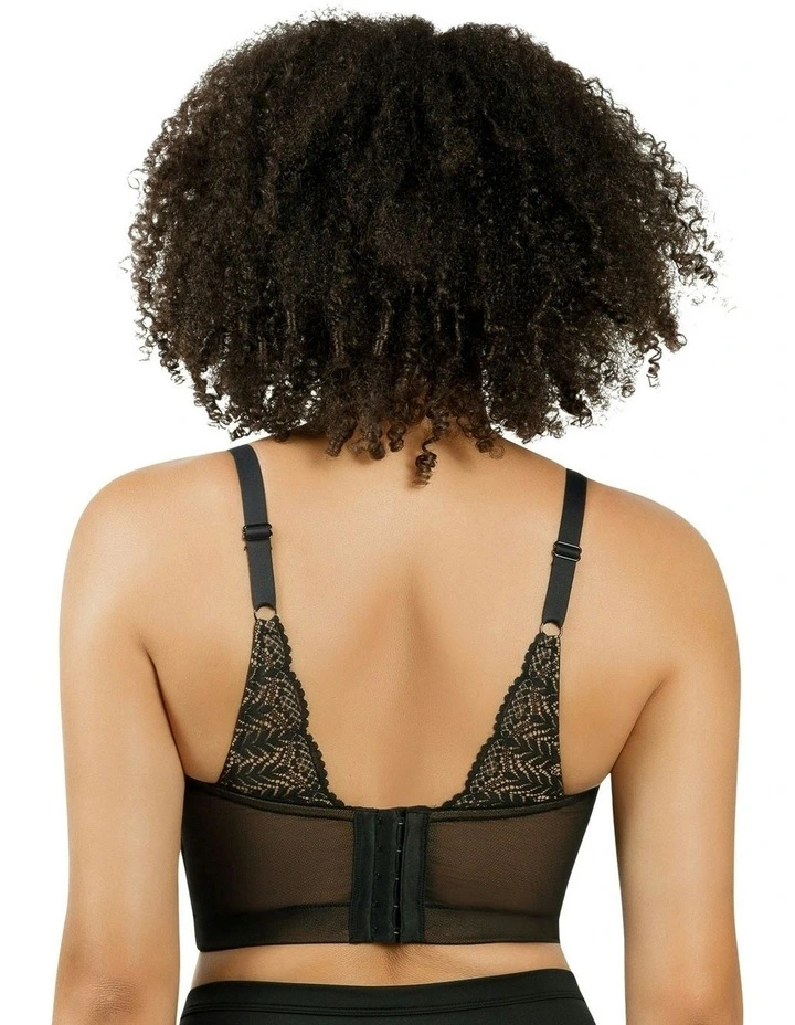 Mia Lace Wireless Longline Lace Bralette in Black