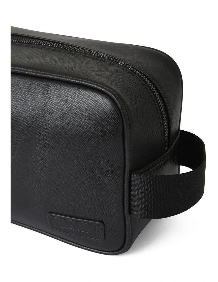 Hudson Leather Washbag in Black