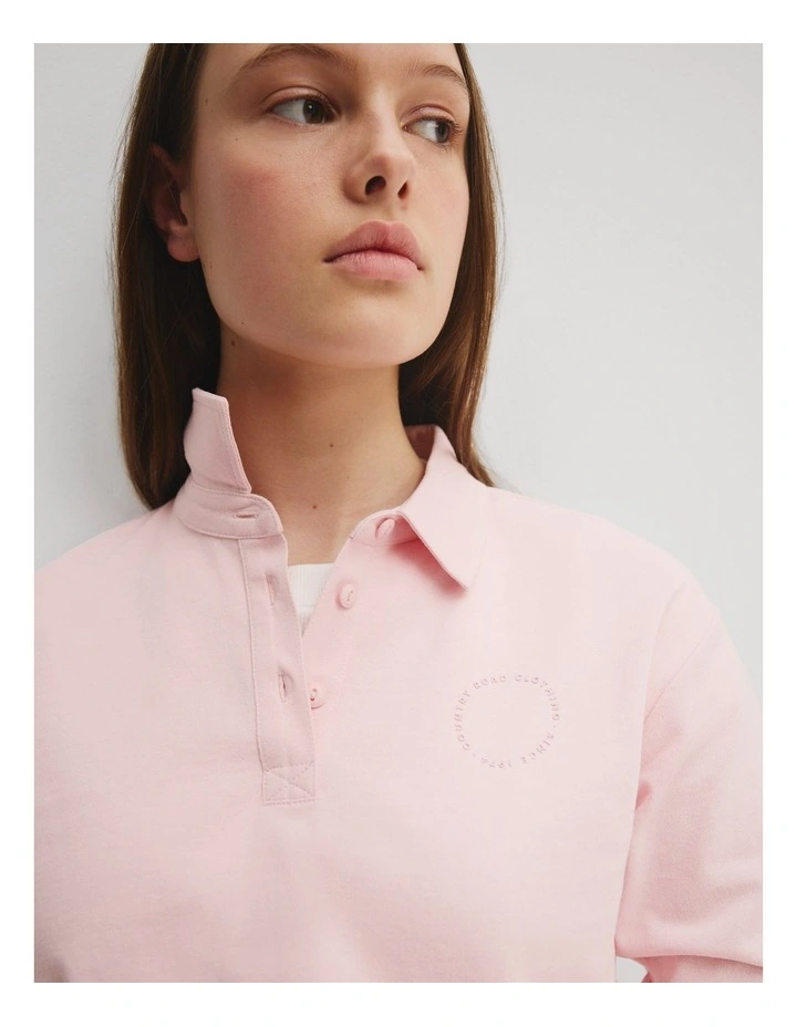 Crop Rugby Top in Mineral Pink