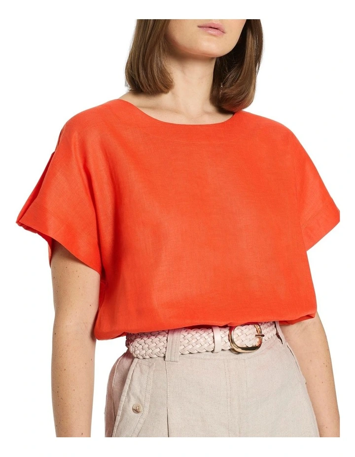 Melinda Linen Mix Tee in Carrot