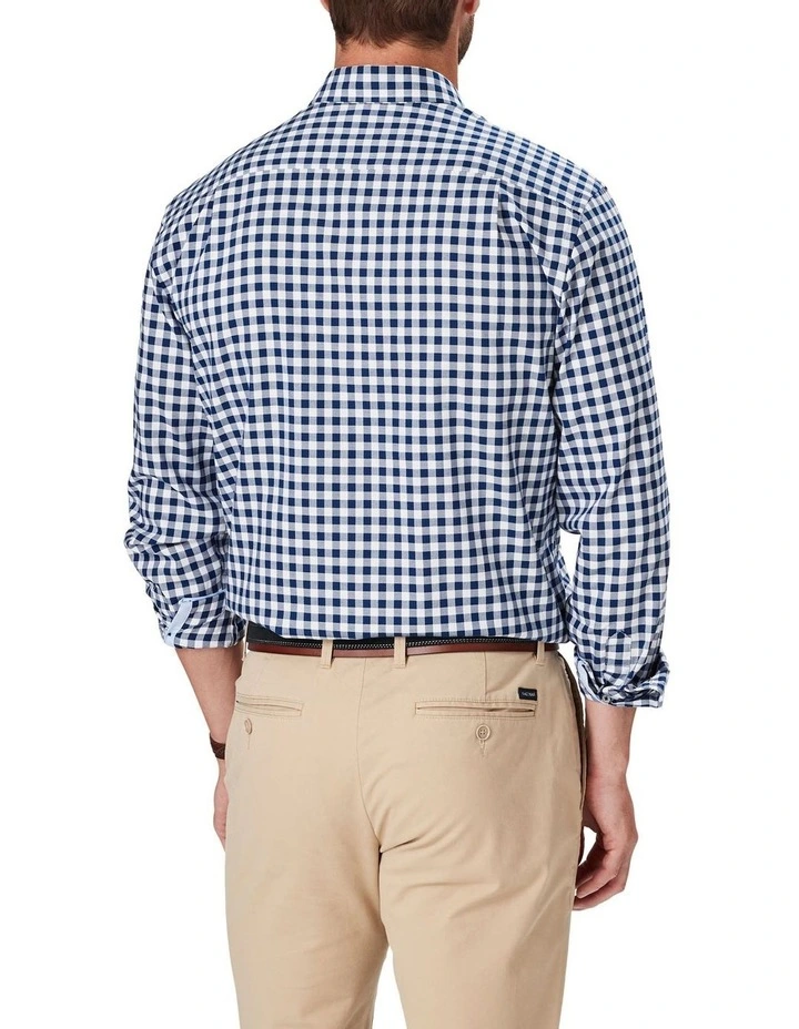 Easy Care Oxford Gingham Long Sleeve Shirt in Blue