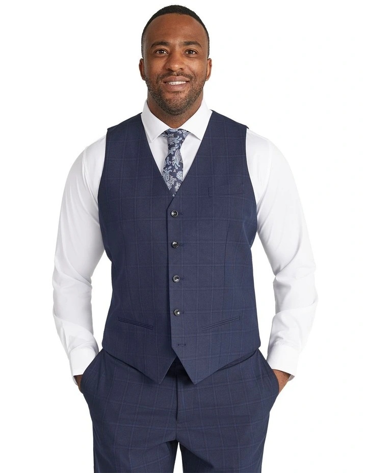 Damon Check Waistcoat in Navy
