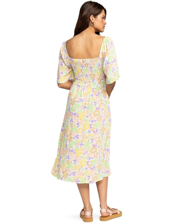 Tropical Sunshine Midi Dress in White Ephemere