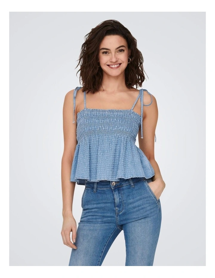 Laurel Denim Top in Medium Blue