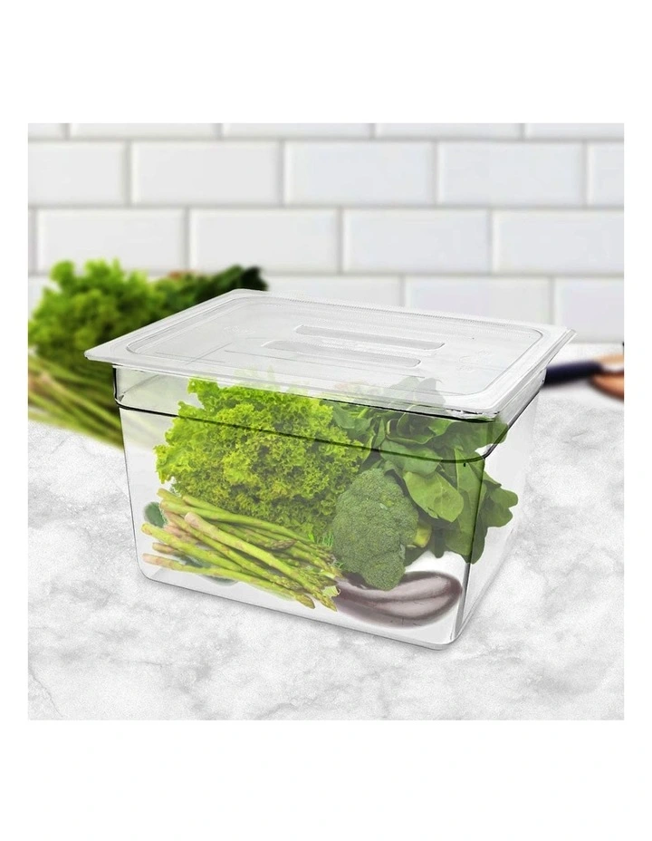 Gastronorm GN Pan 1/2 Food Tray Storage with Lid 200mm in Clear