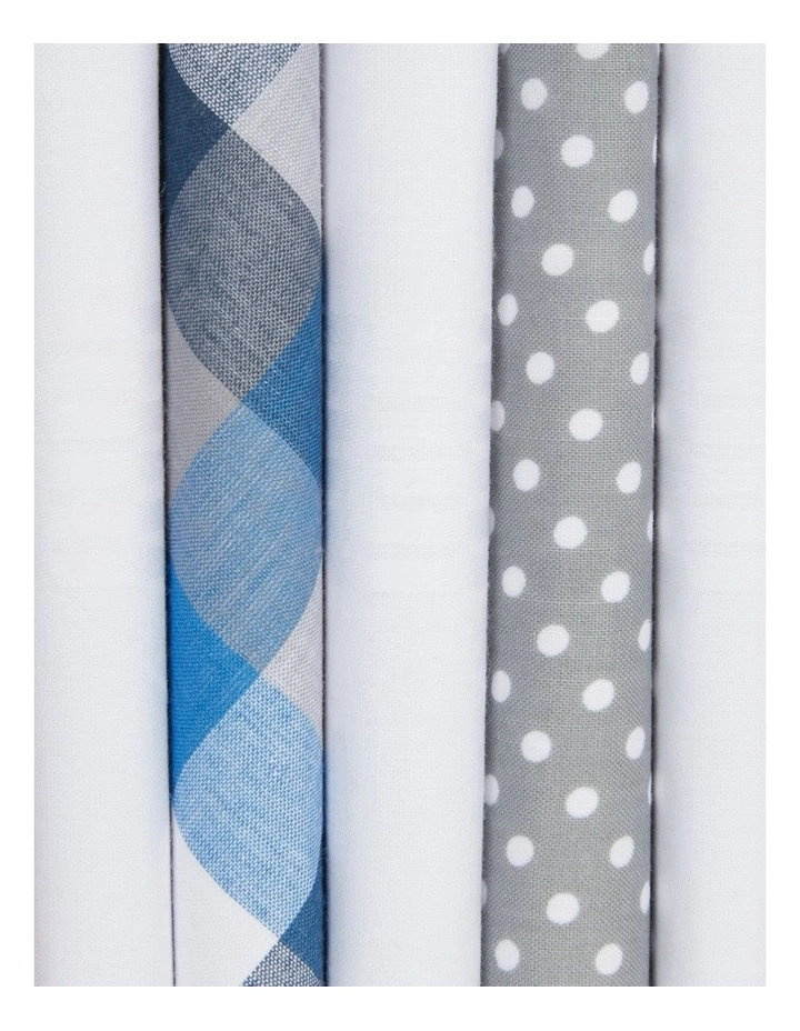 5 Pack Hankie Set in Green/Grey