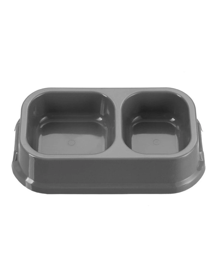 24.5cm Pets/Dogs Square Essentials Dual Bowl/Dishes/Feeders Assort.