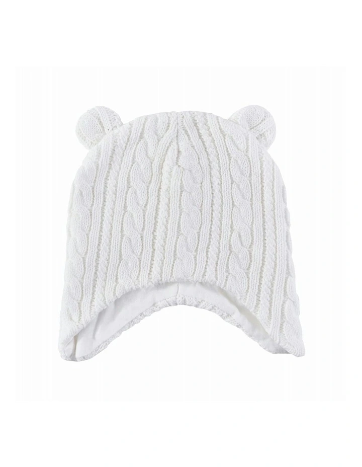 Cable Earmuff Beanie in Cream