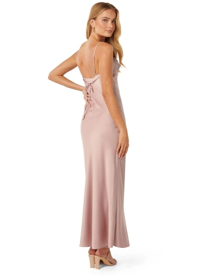Mia Satin Maxi Dress in Pink