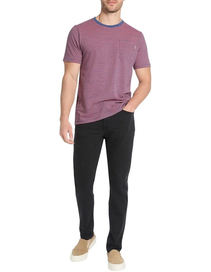 Ade Short Sleeve Stripe Tee in Cranberry/Multi