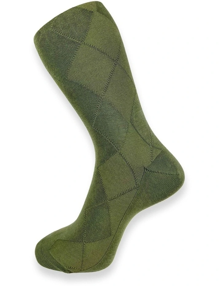Plain Diamond Socks in Khaki