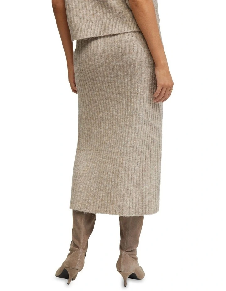 Petra Rib Knit Skirt in Camel