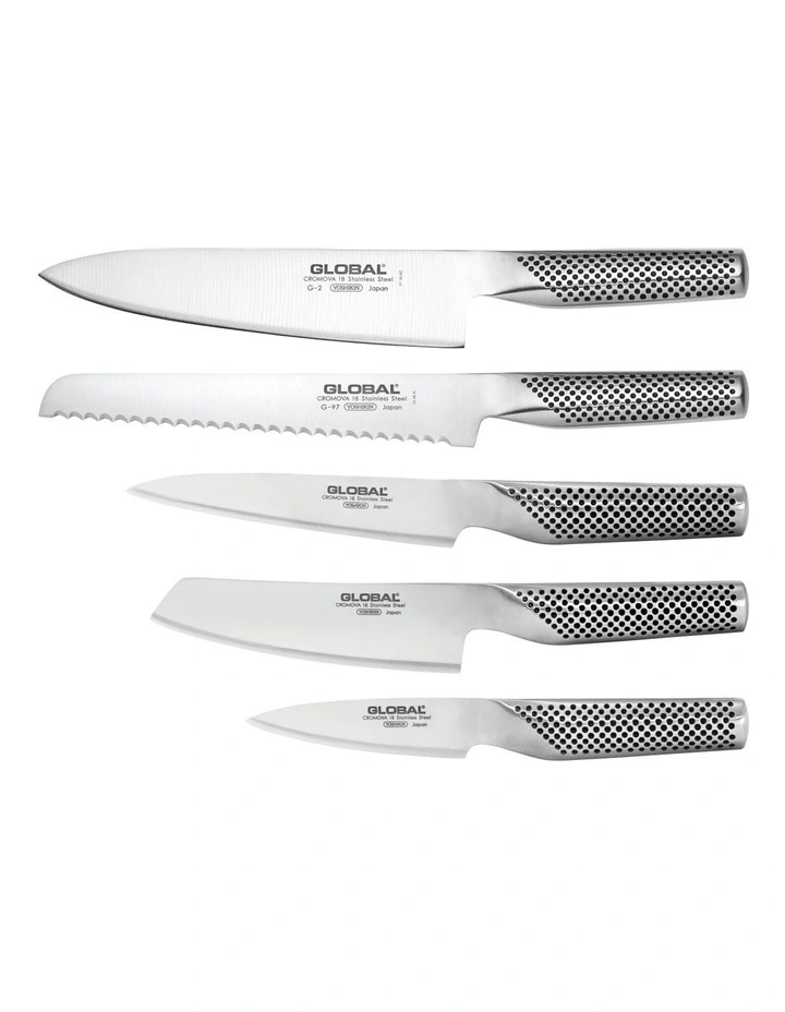 Uku 6 Piece Knife Block Set in Dark Brown