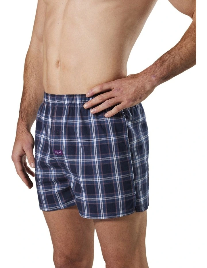 Captain Check Cotton Stretch Boxer Shorts in Navy