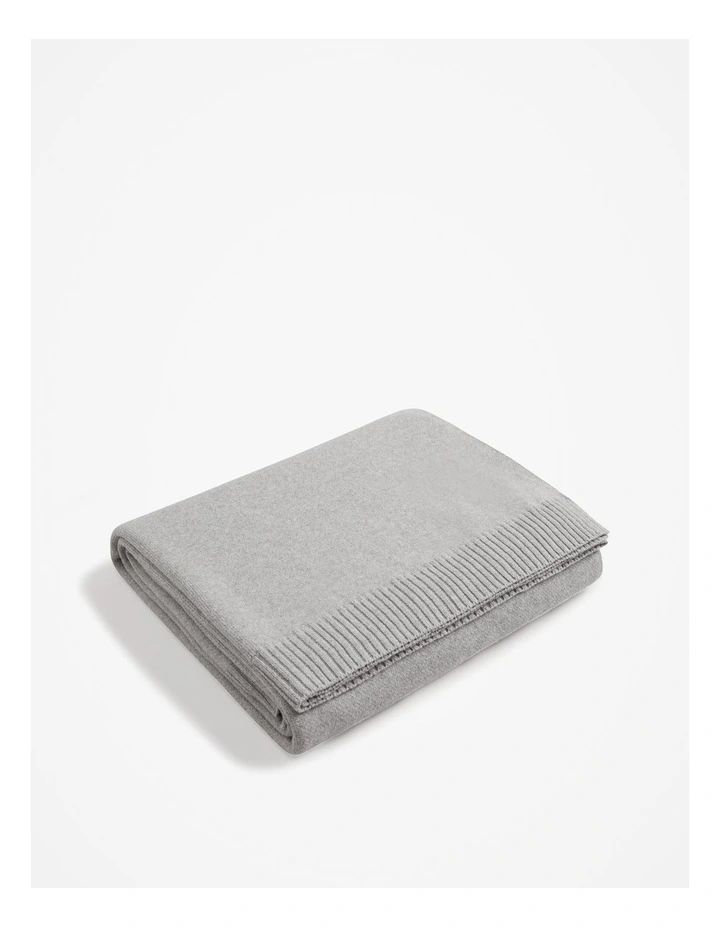Organically Grown Cotton Heritage Knit Throw in Grey Marle