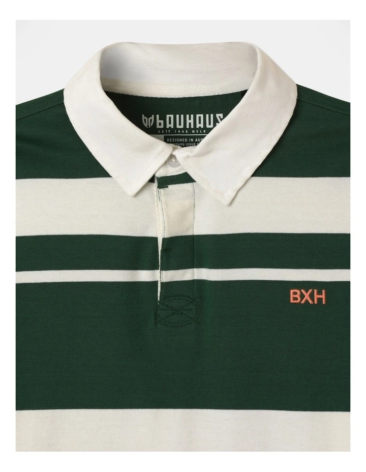 Long Sleeve Knit Rugby Shirt in Green